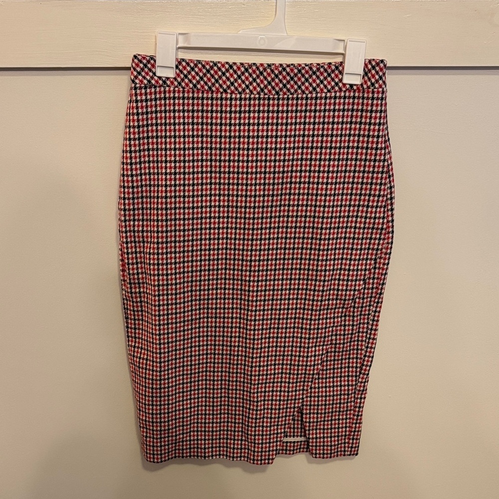 Banana Republic Houndstooth Pencil Skirt Red Black Work Office Chic Skirt Size 4